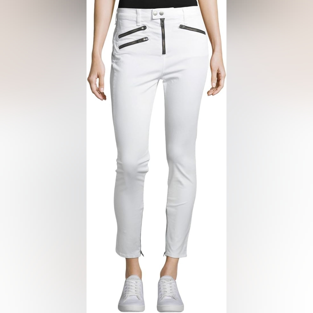RAG & BONE WHITE HIGH RISE BIKER JEANS - WHITE SZ 23